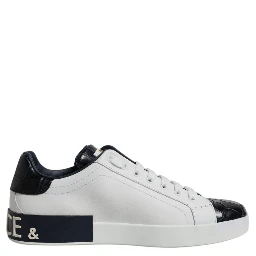 White Black Leather Portofino Sneakers Shoes