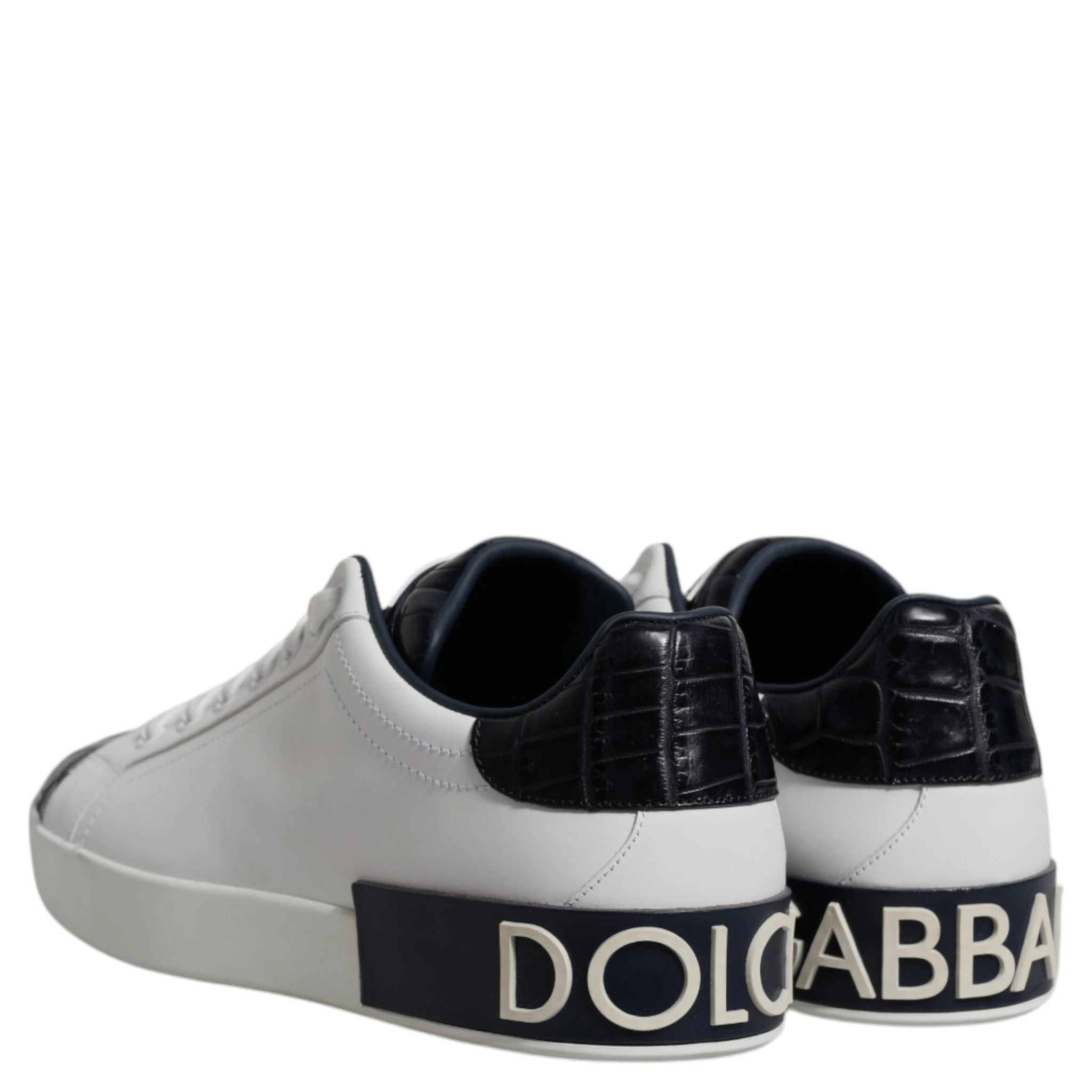 White Black Leather Portofino Sneakers Shoes