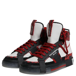 Multicolor Leather High Top Sneakers Shoes