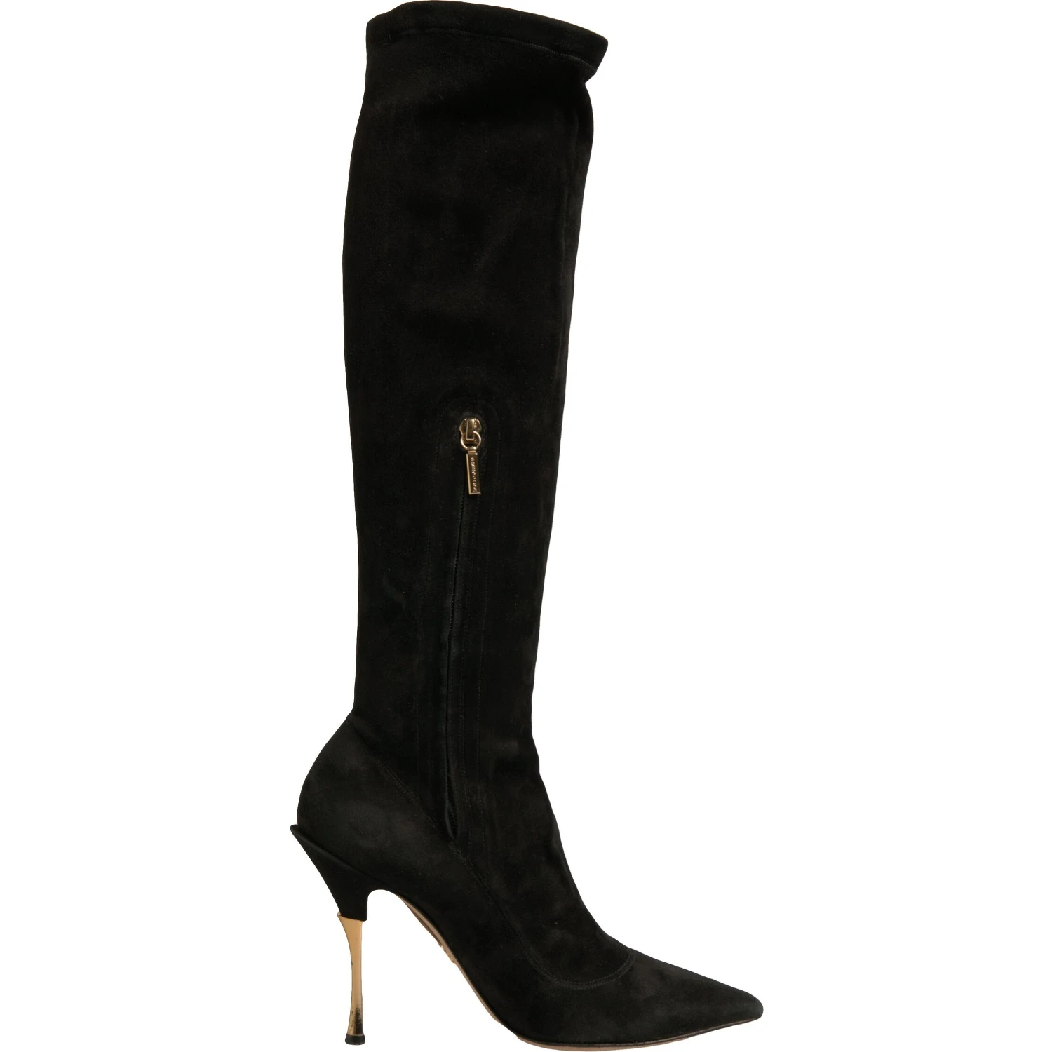 Black Suede Stiletto Knee High Boots Shoes