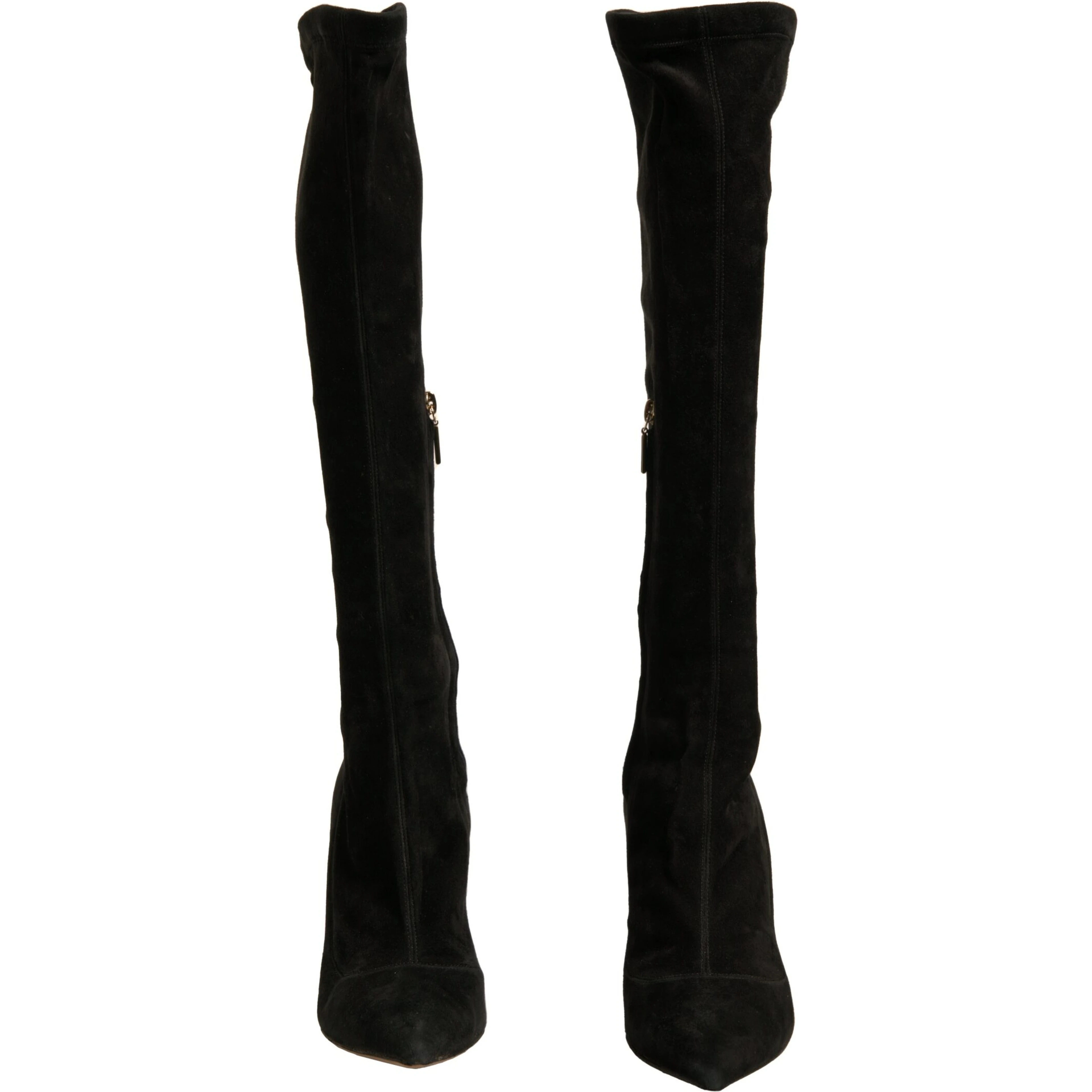 Black Suede Stiletto Knee High Boots Shoes