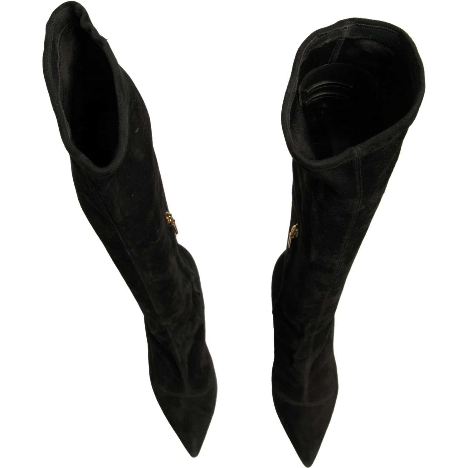 Black Suede Stiletto Knee High Boots Shoes