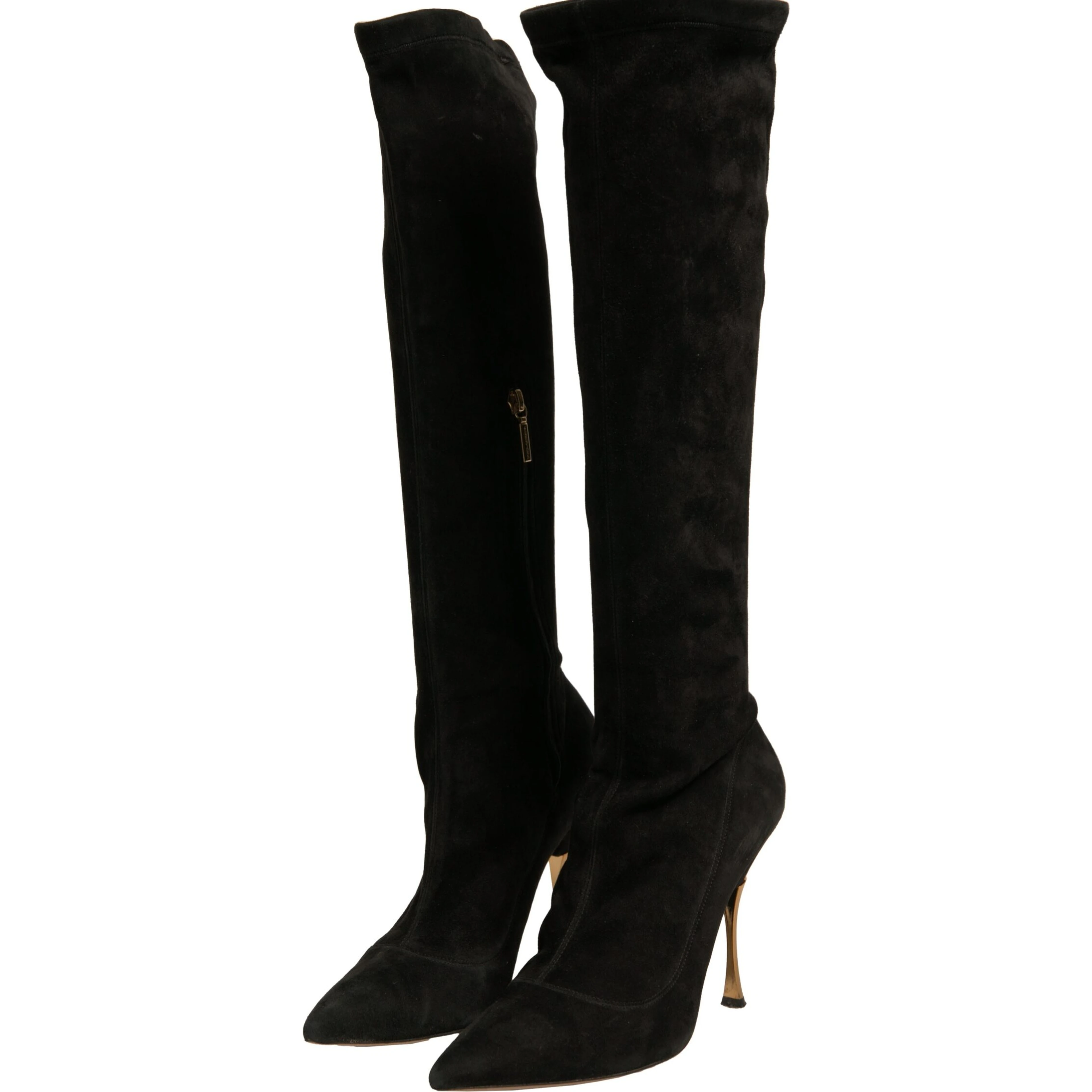 Black Suede Stiletto Knee High Boots Shoes
