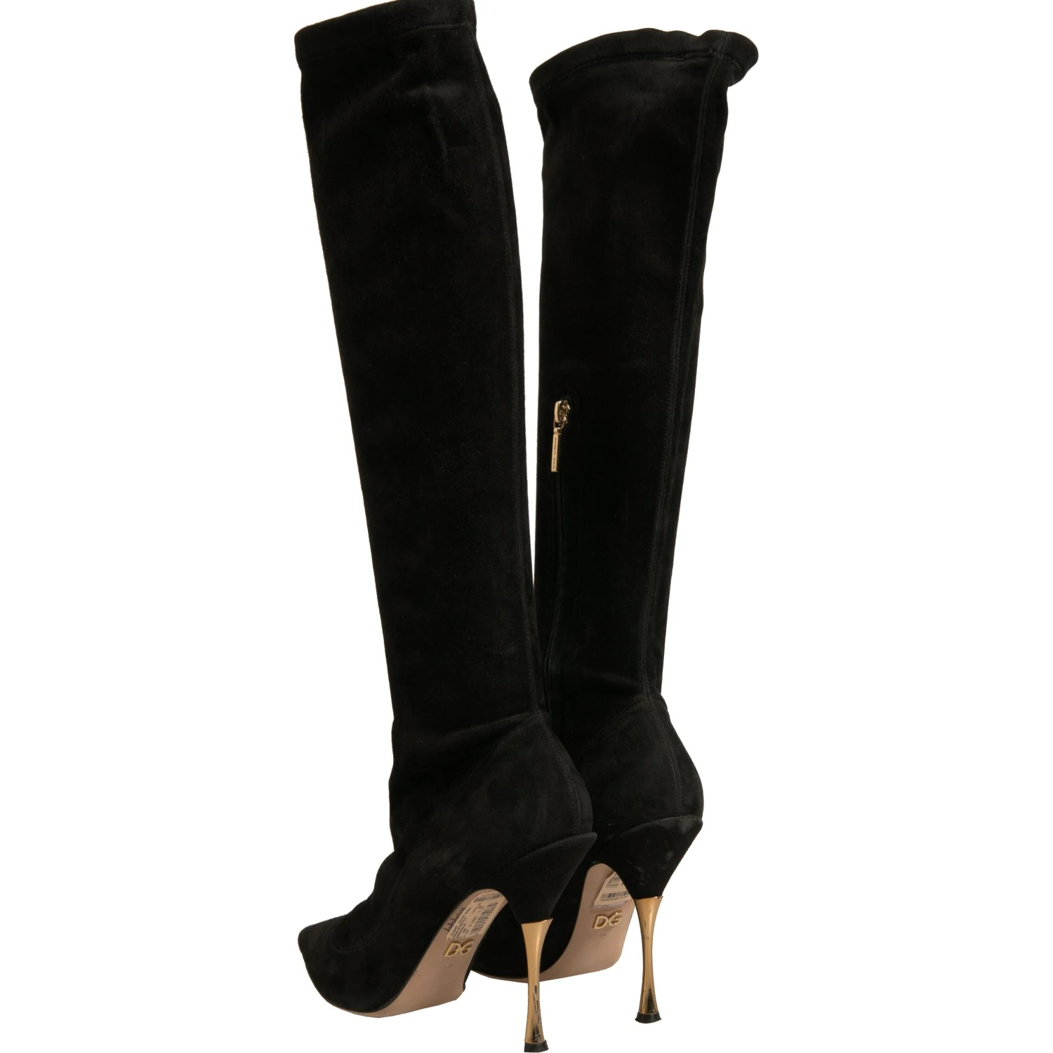 Black Suede Stiletto Knee High Boots Shoes