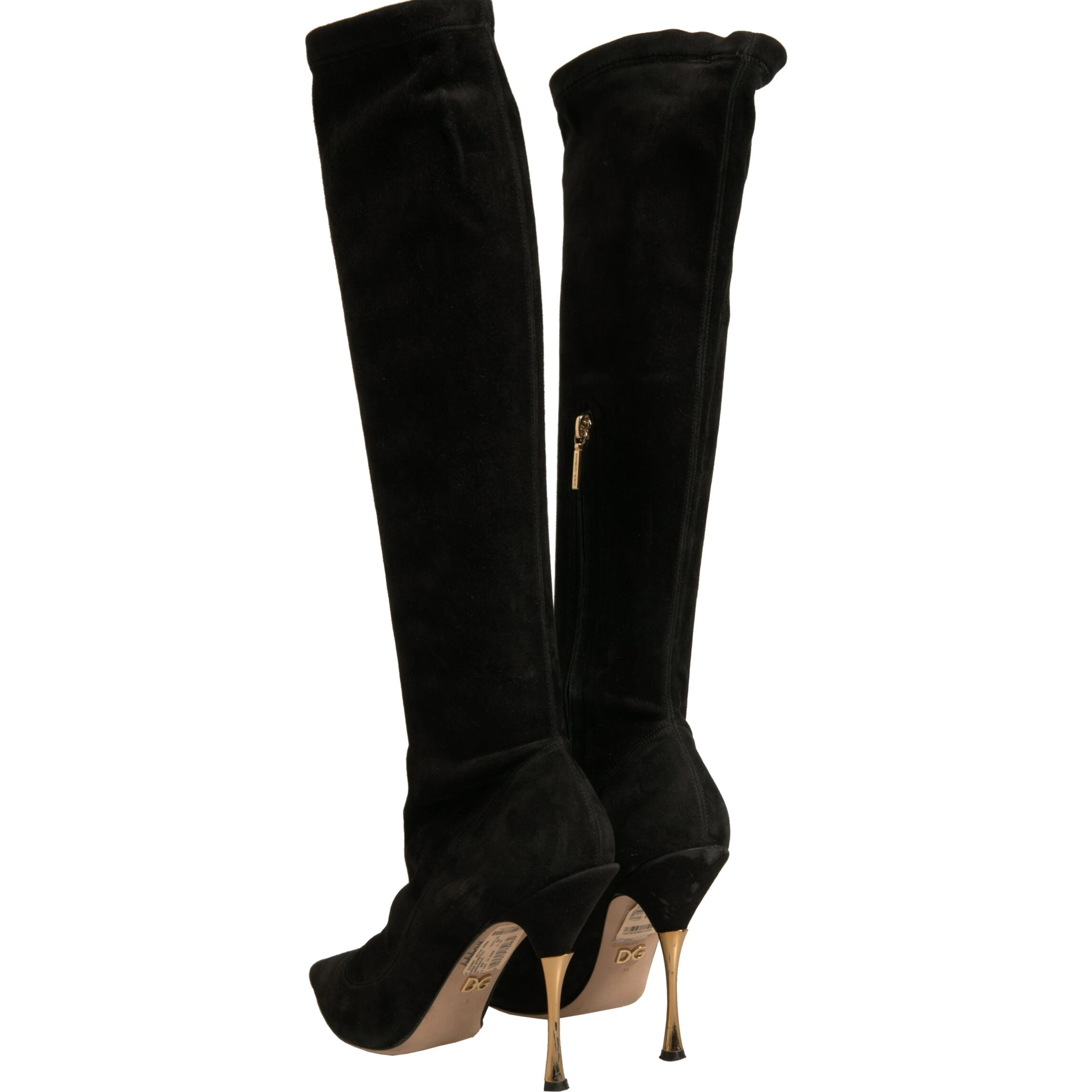 Black Suede Stiletto Knee High Boots Shoes