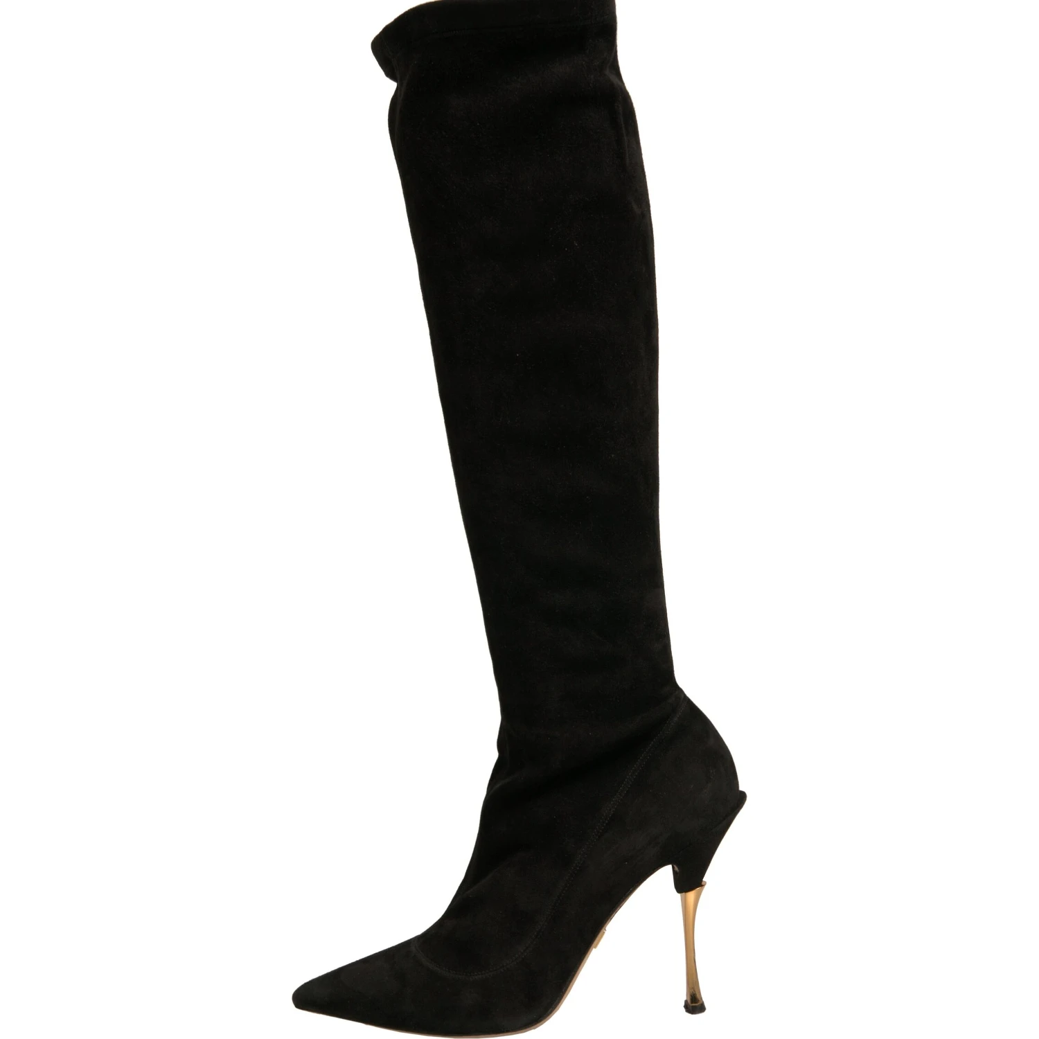 Black Suede Stiletto Knee High Boots Shoes