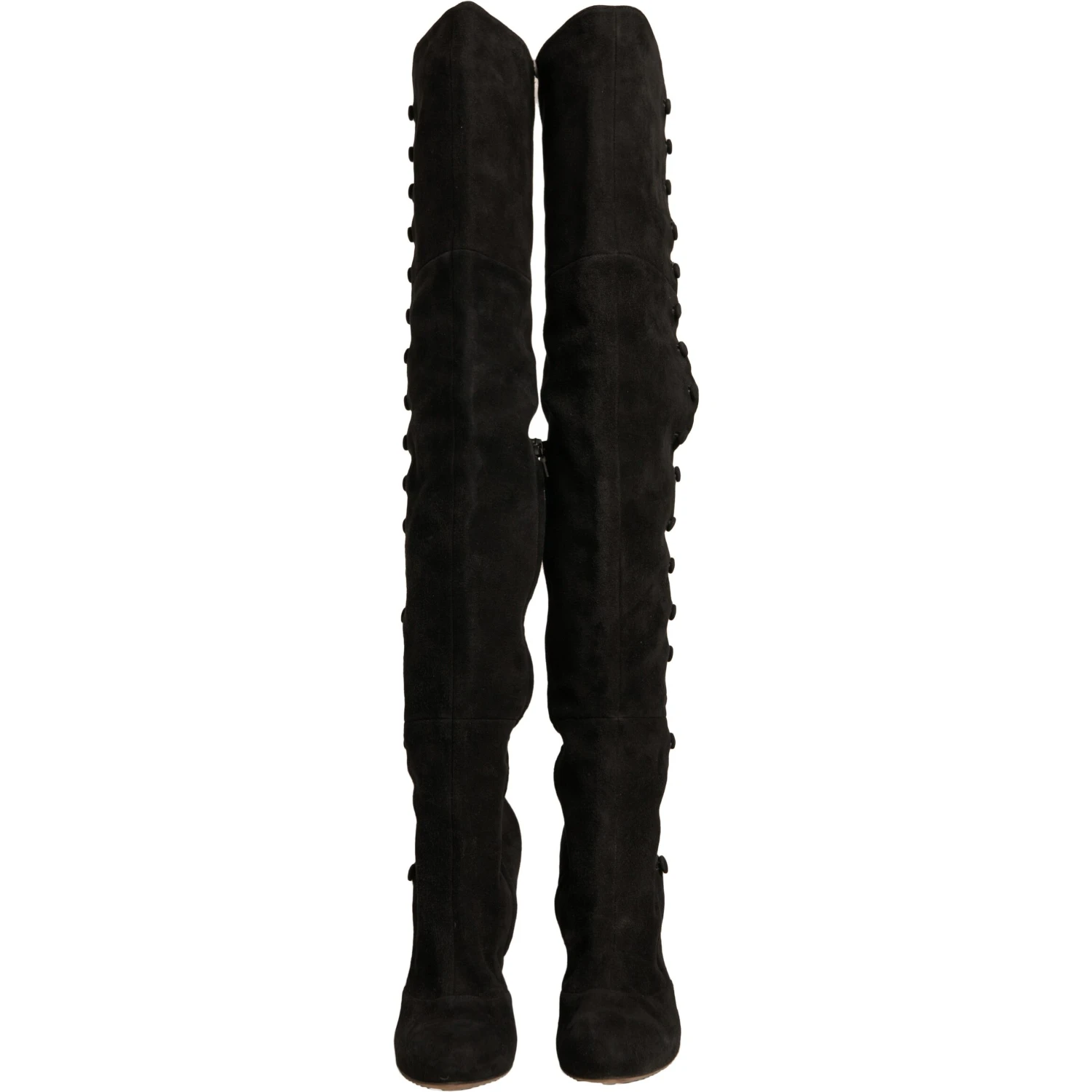 Black Suede Heels Knee High Boots Shoes