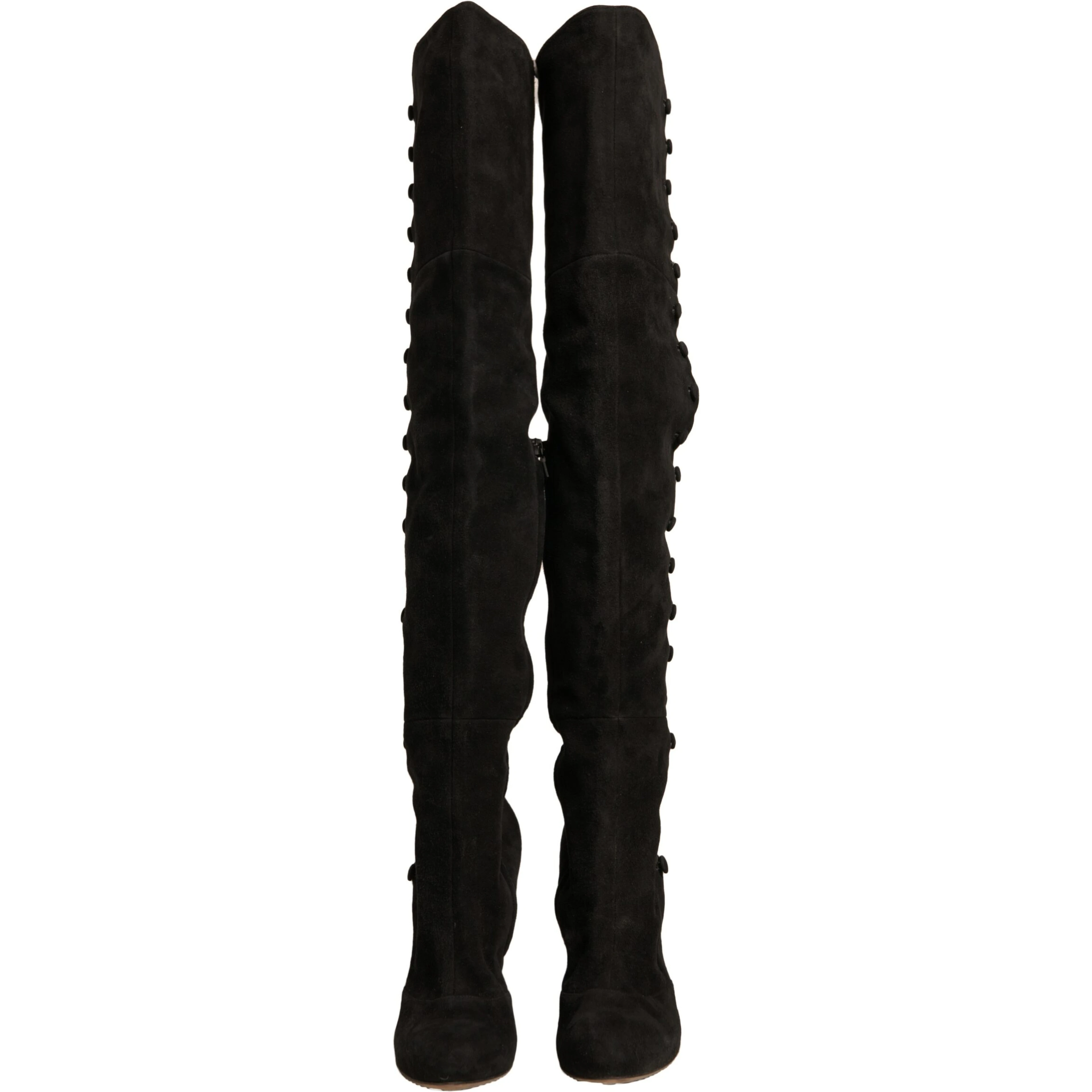 Black Suede Heels Knee High Boots Shoes
