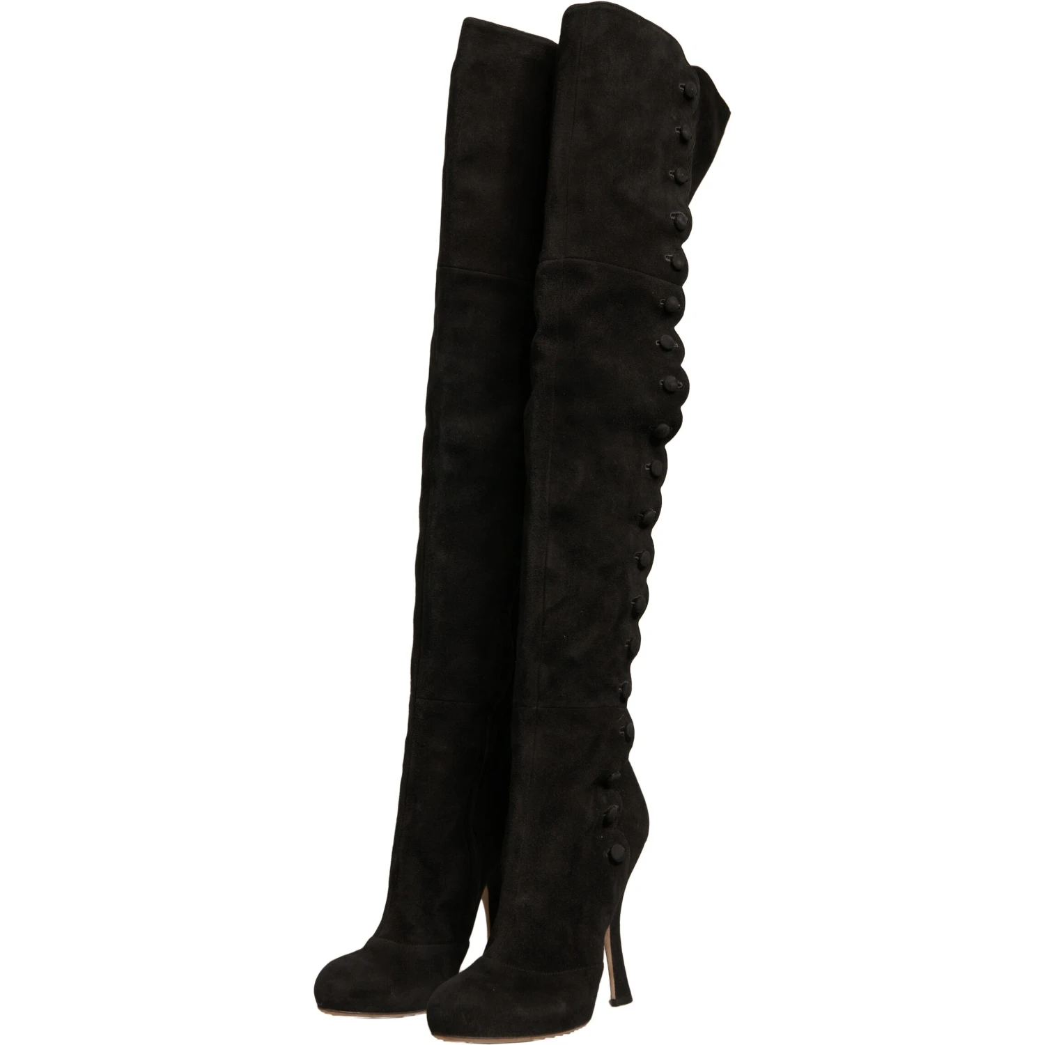 Black Suede Heels Knee High Boots Shoes