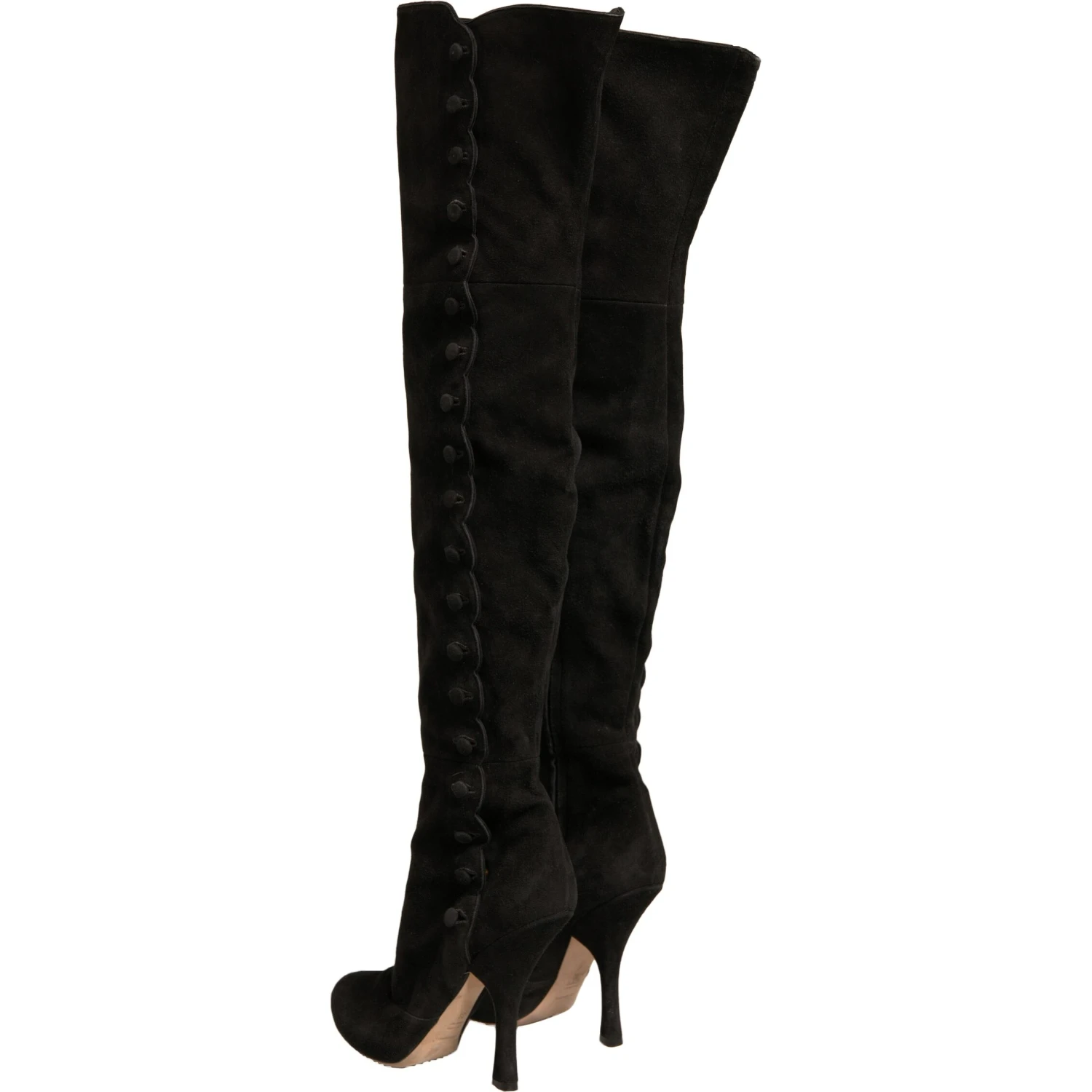 Black Suede Heels Knee High Boots Shoes