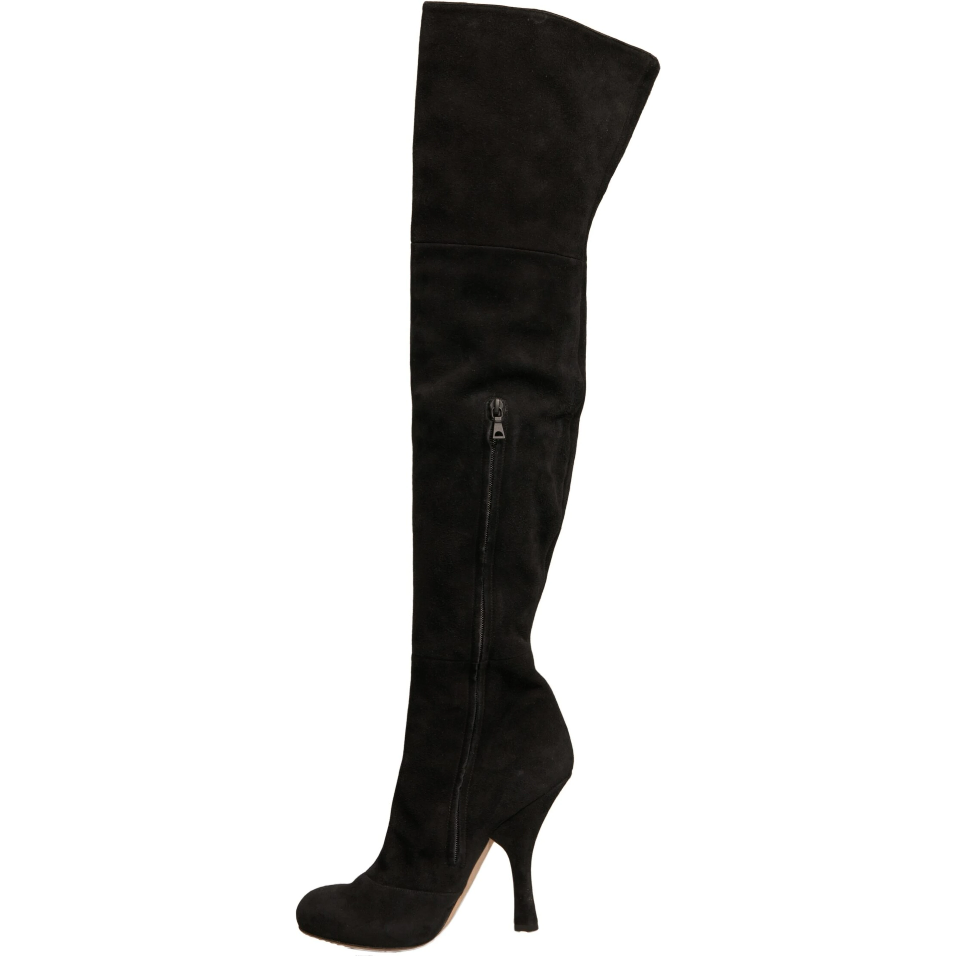 Black Suede Heels Knee High Boots Shoes