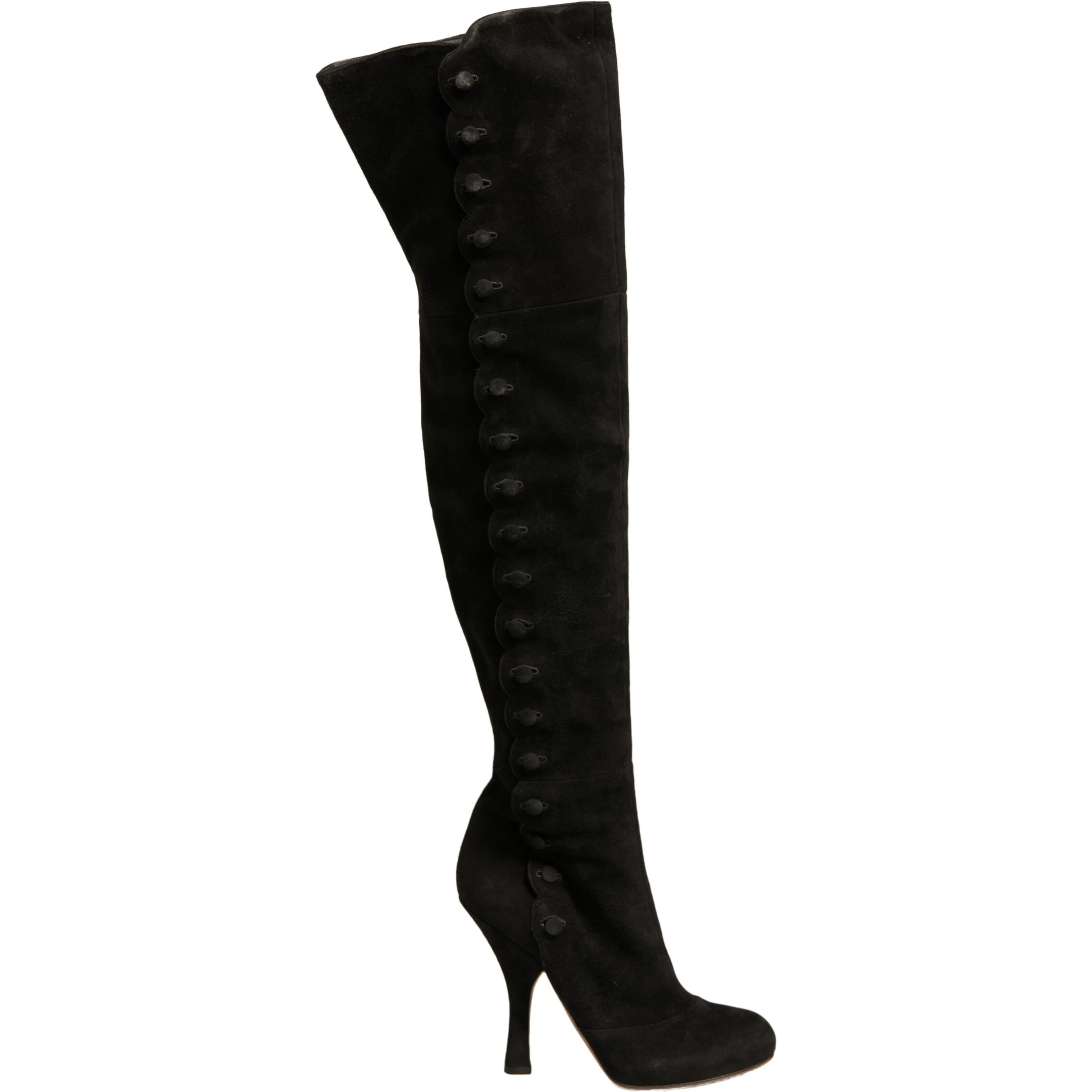 Black Suede Heels Knee High Boots Shoes