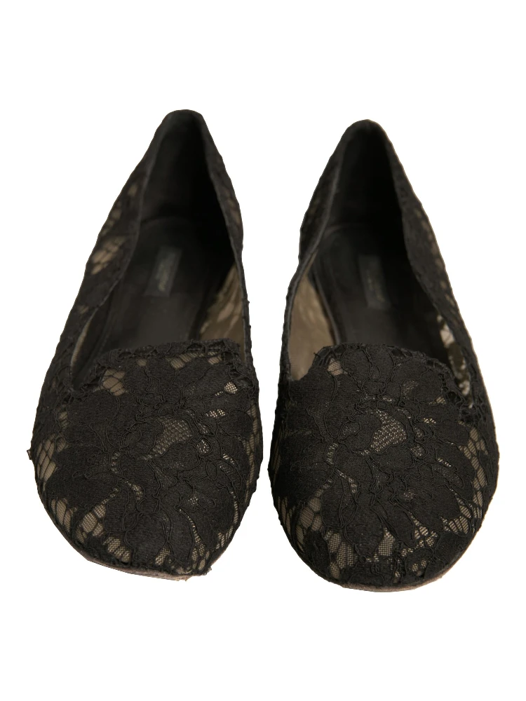 Black Taormina Lace Slip On Flats Shoes alternative
