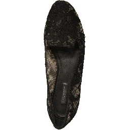 Black Taormina Lace Slip On Flats Shoes