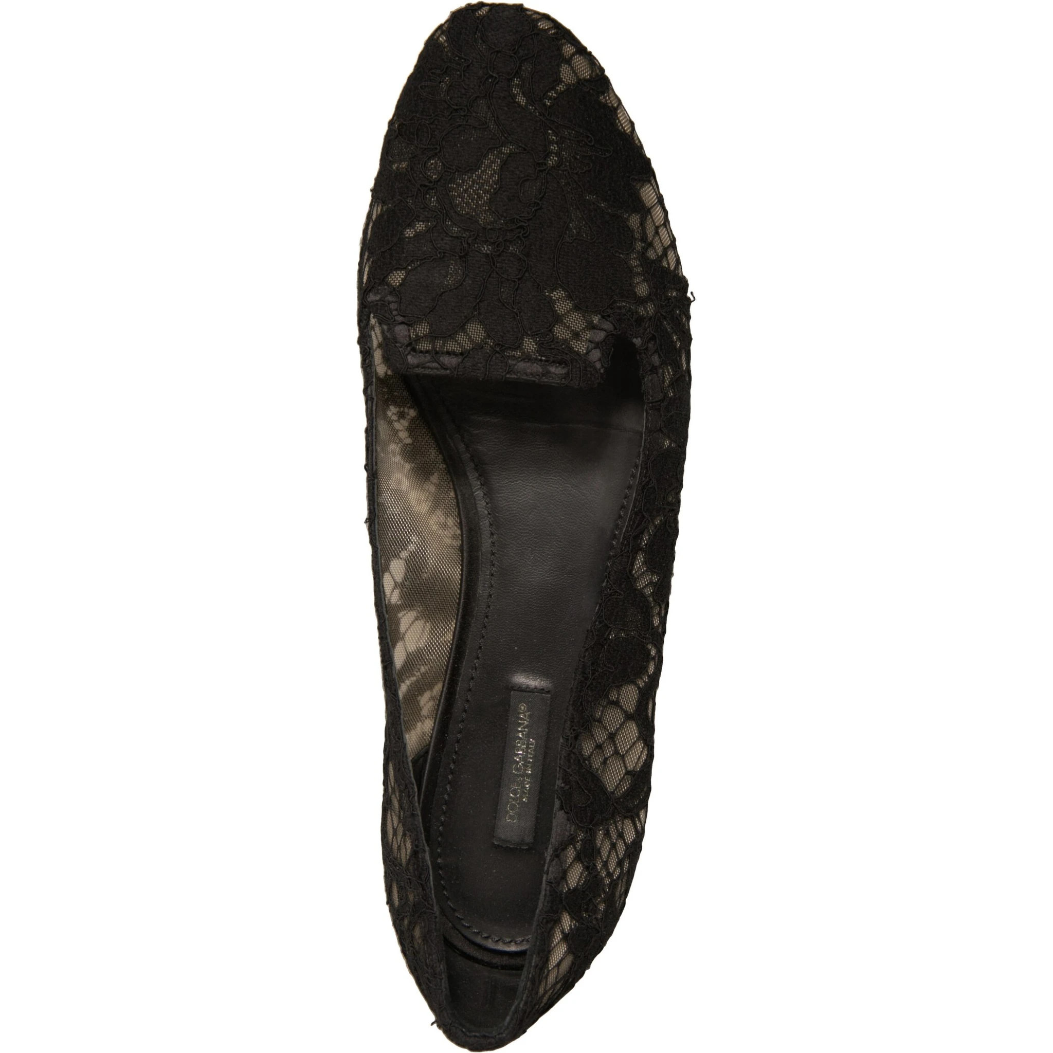 Black Taormina Lace Slip On Flats Shoes
