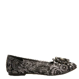 Silver Crystal Loafer Lace Ballet Flats Shoes