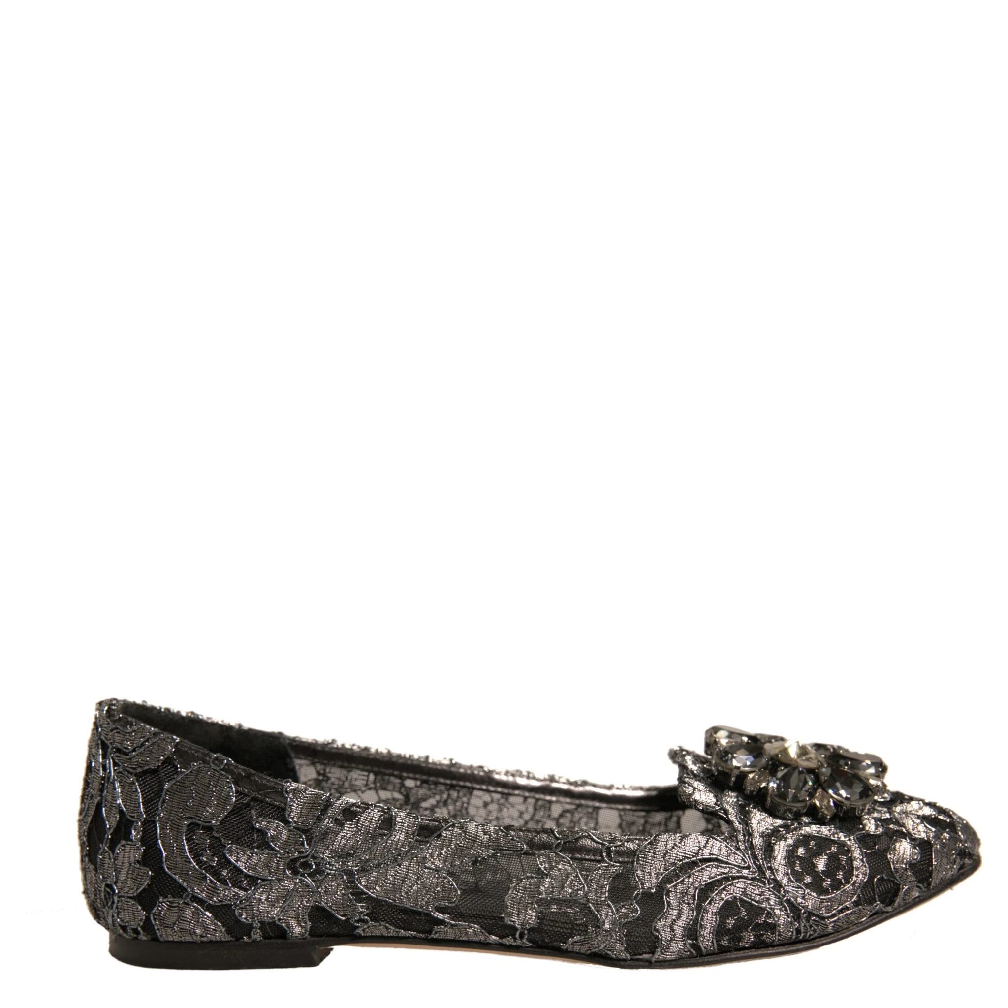Silver Crystal Loafer Lace Ballet Flats Shoes