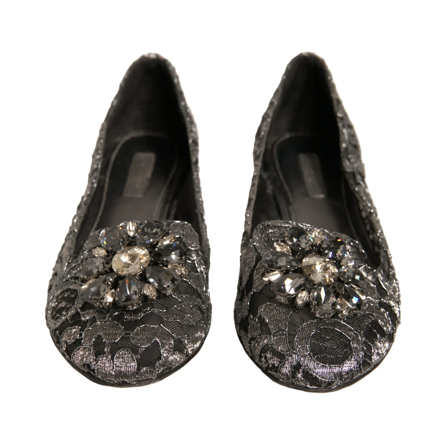 Silver Crystal Loafer Lace Ballet Flats Shoes