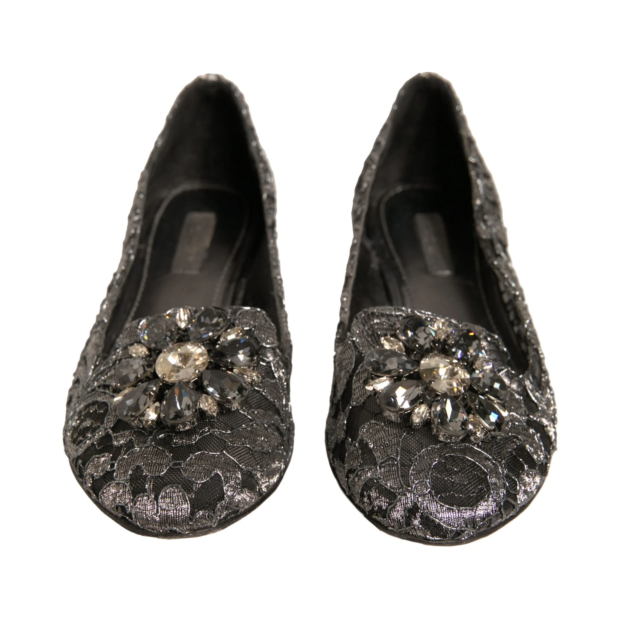 Silver Crystal Loafer Lace Ballet Flats Shoes