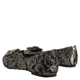 Silver Crystal Loafer Lace Ballet Flats Shoes