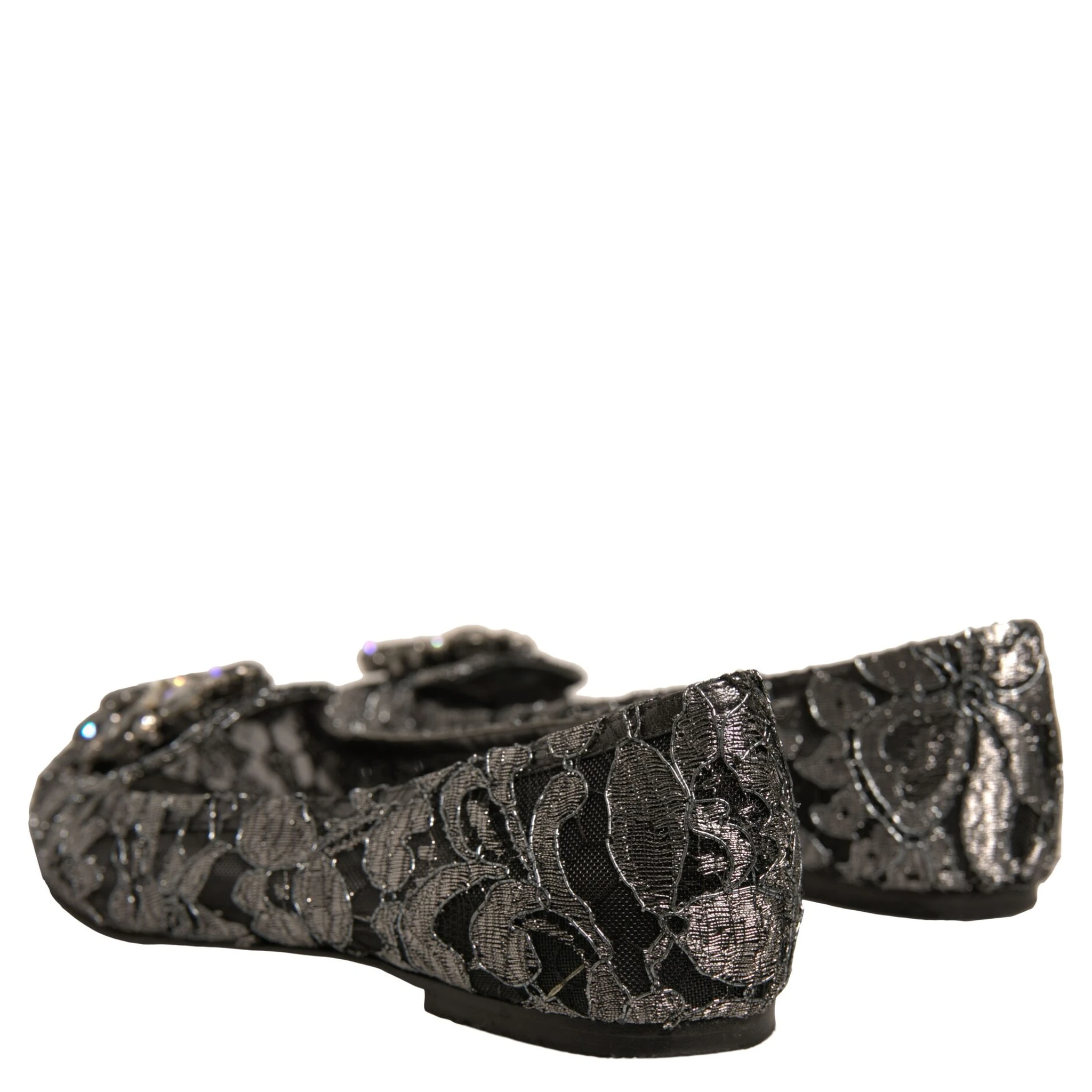 Silver Crystal Loafer Lace Ballet Flats Shoes