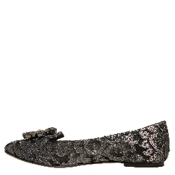 Silver Crystal Loafer Lace Ballet Flats Shoes