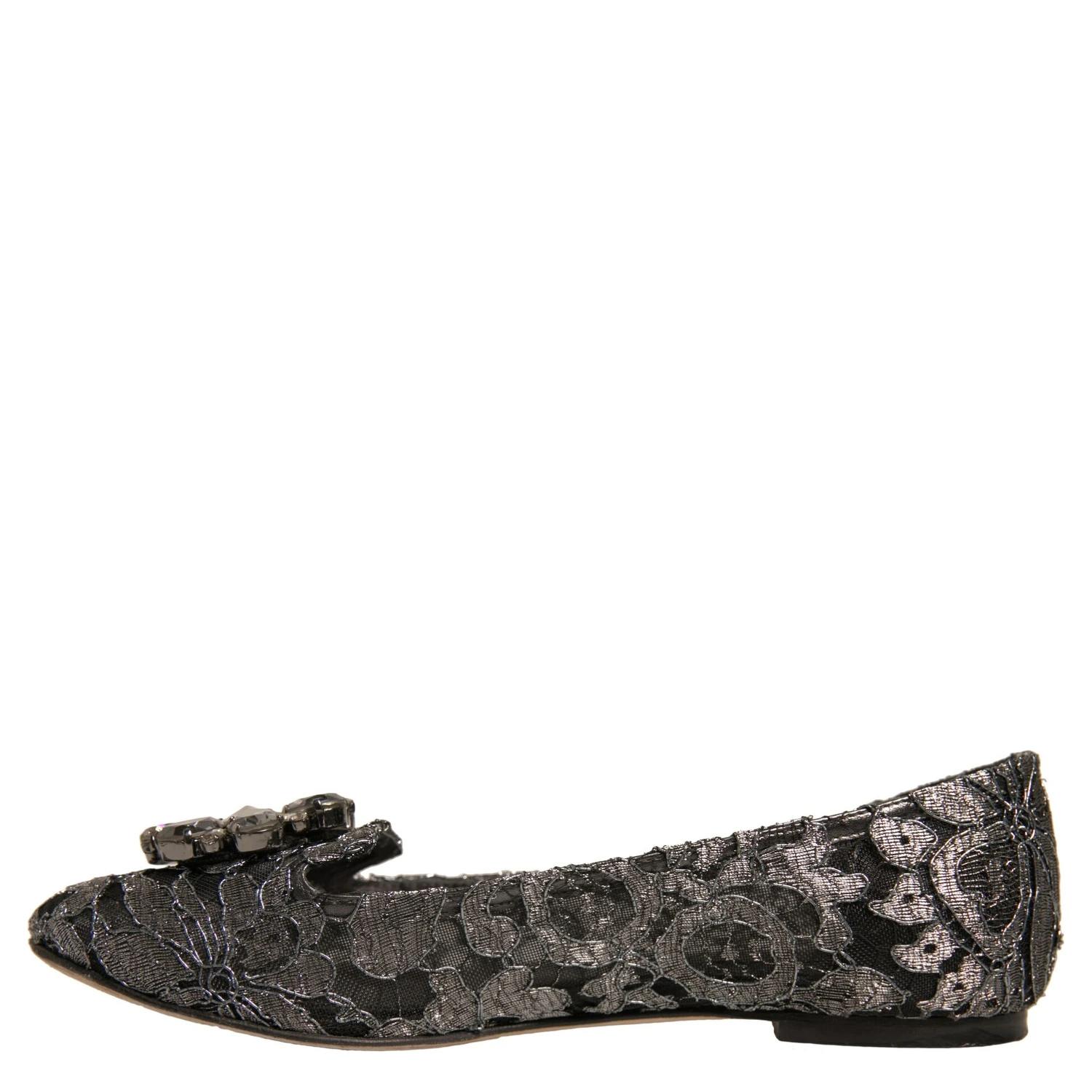 Silver Crystal Loafer Lace Ballet Flats Shoes
