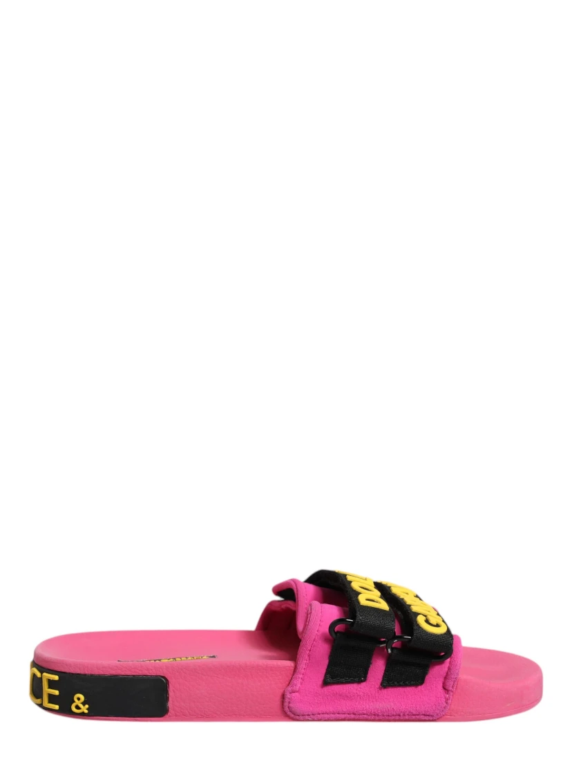 Fuchsia Neoprene Slides Flats Beachwear Shoes