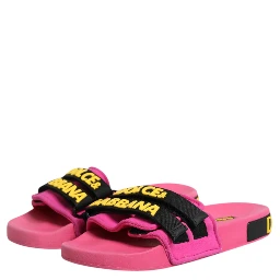 Fuchsia Neoprene Slides Flats Beachwear Shoes