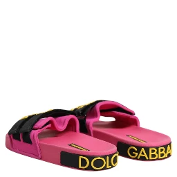 Fuchsia Neoprene Slides Flats Beachwear Shoes