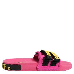 Fuchsia Neoprene Slides Flats Beachwear Shoes