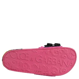 Fuchsia Neoprene Slides Flats Beachwear Shoes