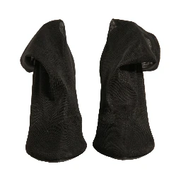 Black Silk Mesh Sock Style Heels Boots Shoes