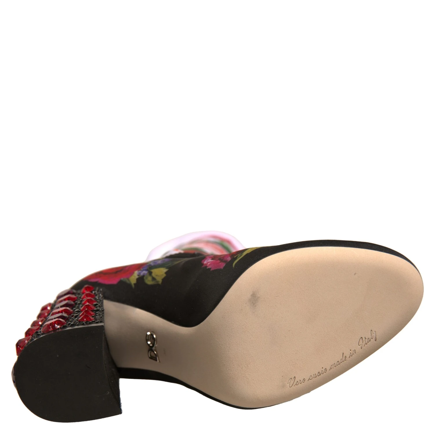 Black Floral Socks Crystal Boots Jersey Shoes