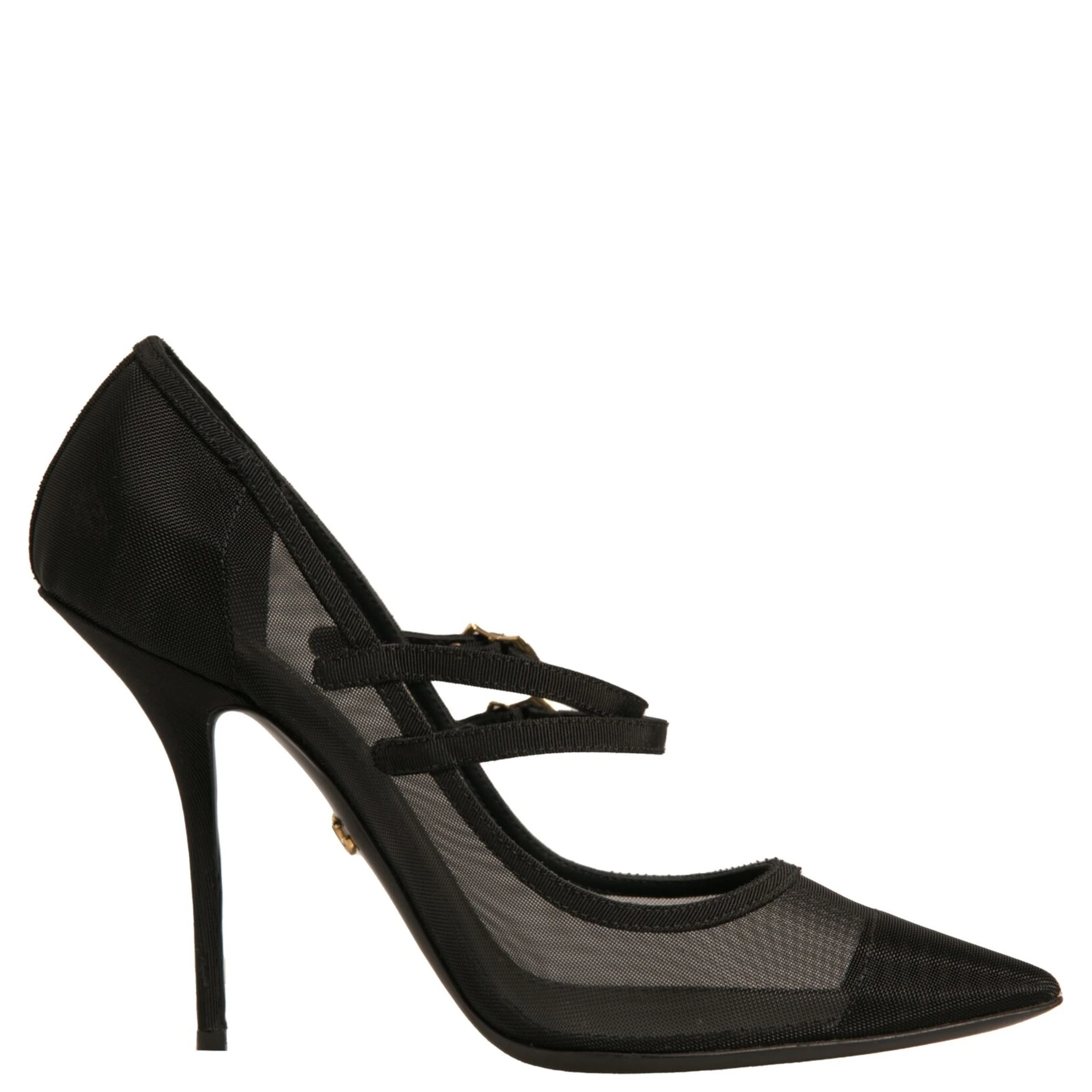 Black Mesh Mary Jane High Heels Pumps Shoes