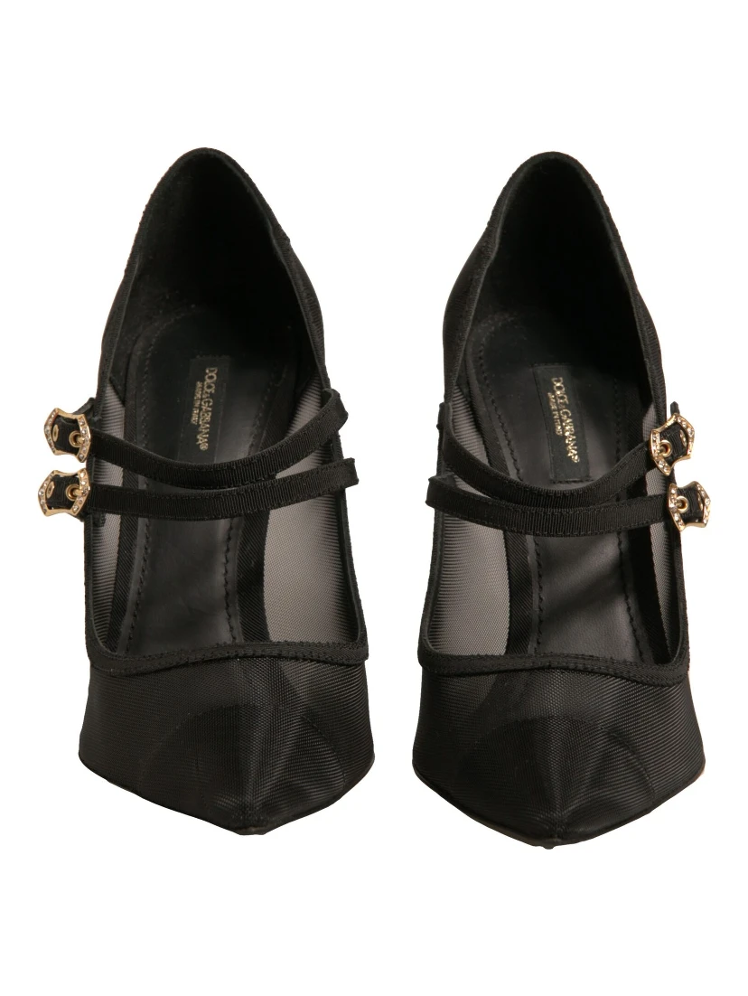 Black Mesh Mary Jane High Heels Pumps Shoes