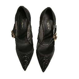 Black Mesh Mary Jane High Heels Pumps Shoes