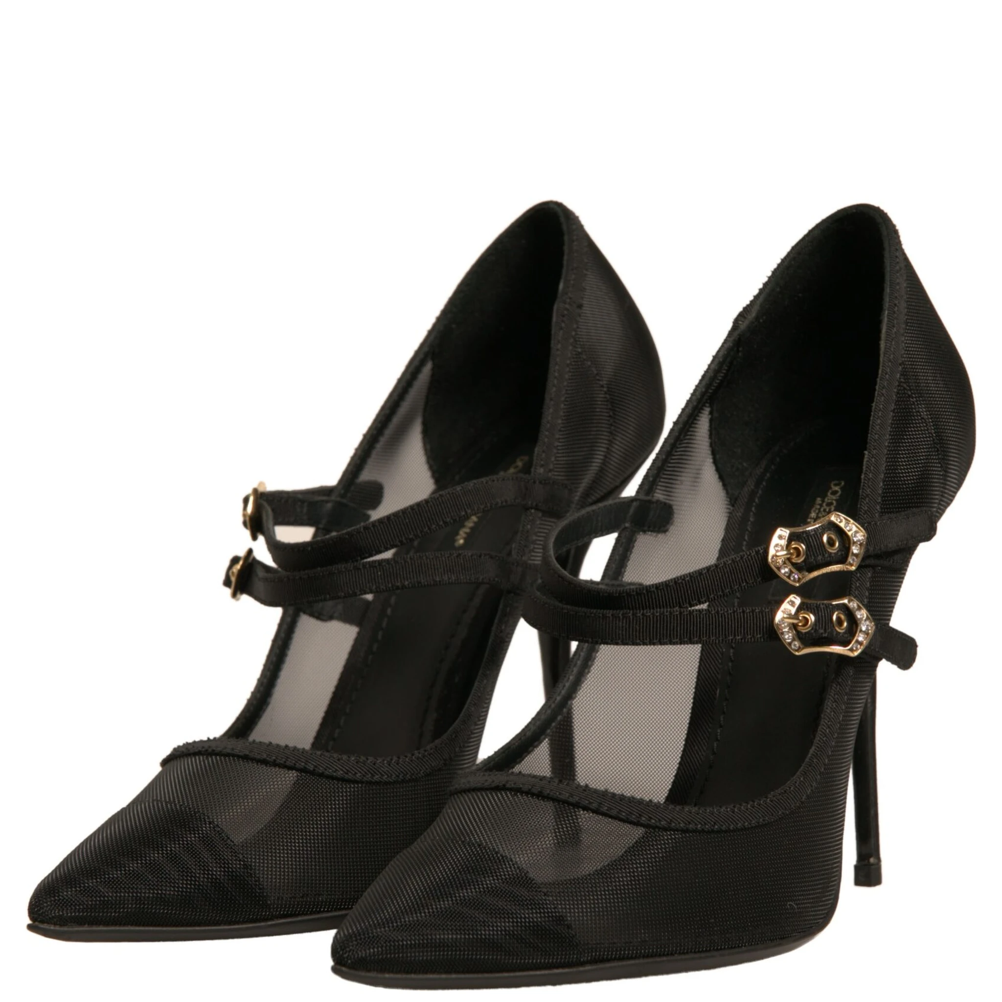 Black Mesh Mary Jane High Heels Pumps Shoes