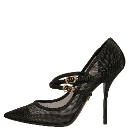 Black Mesh Mary Jane High Heels Pumps Shoes