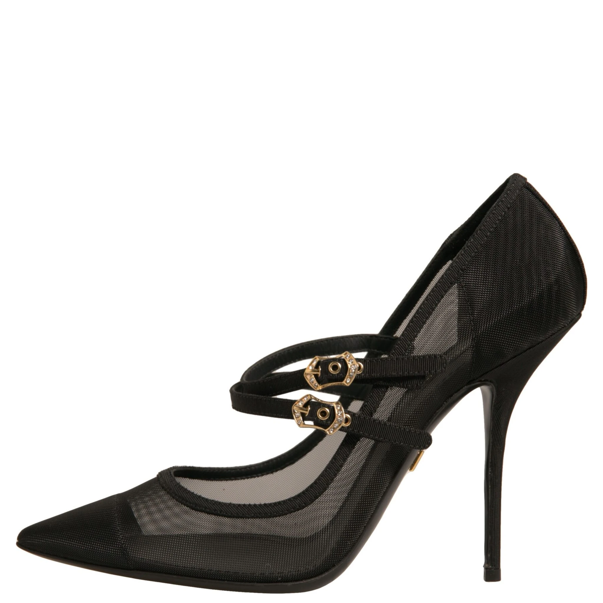 Black Mesh Mary Jane High Heels Pumps Shoes
