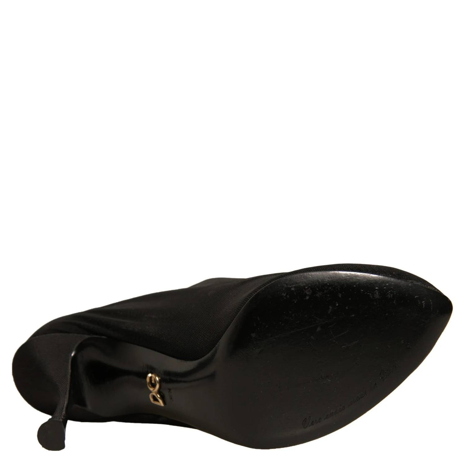 Black Silk Mesh Sock Style Heels Boots Shoes