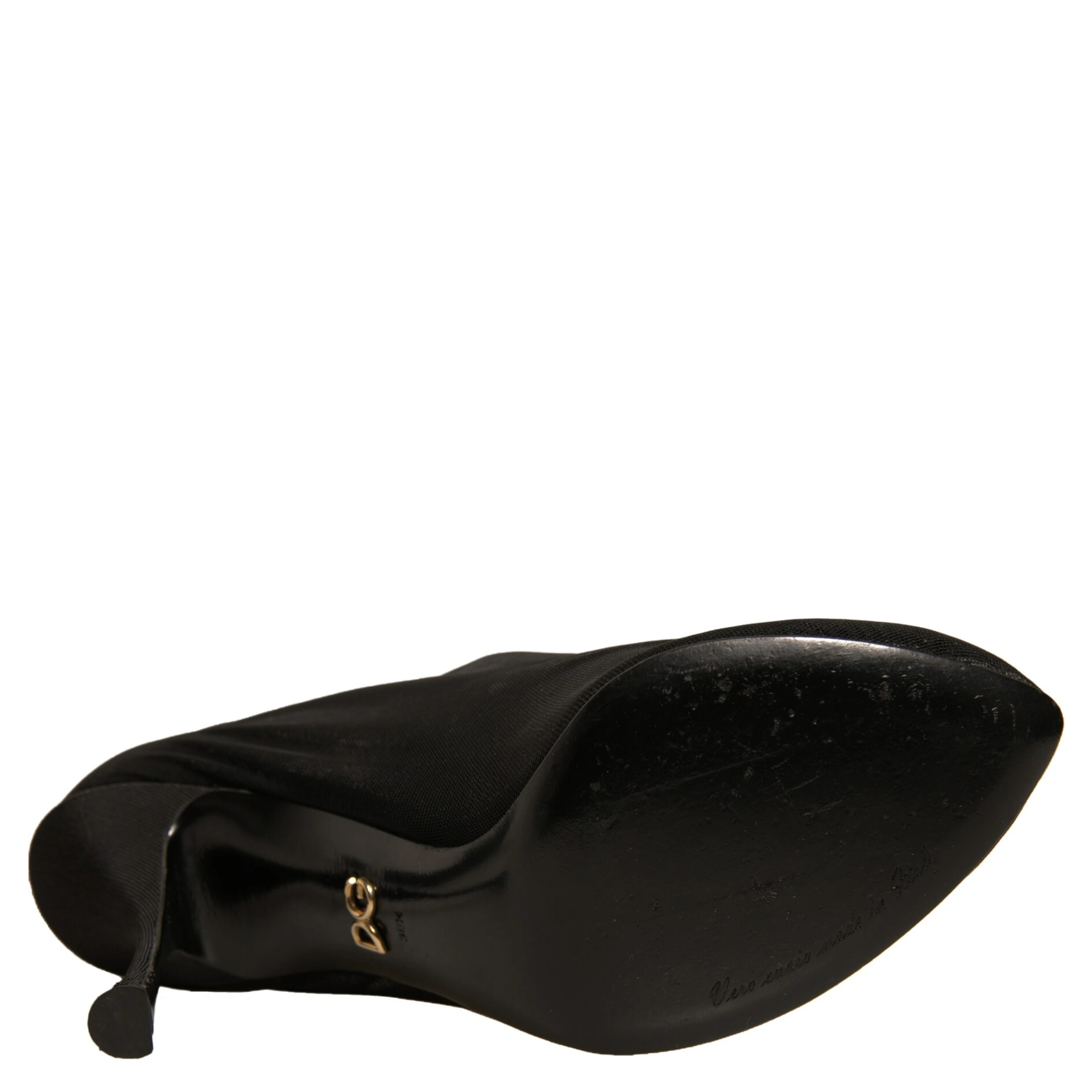 Black Silk Mesh Sock Style Heels Boots Shoes