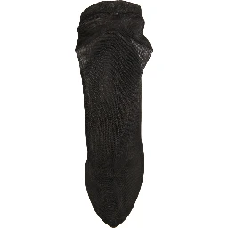 Black Silk Mesh Sock Style Heels Boots Shoes
