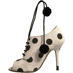White Black Polka Dot Peep Toe Ankle Boots Shoes