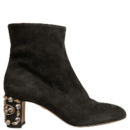 Black Embellished Heel Ankle Boots Shoes
