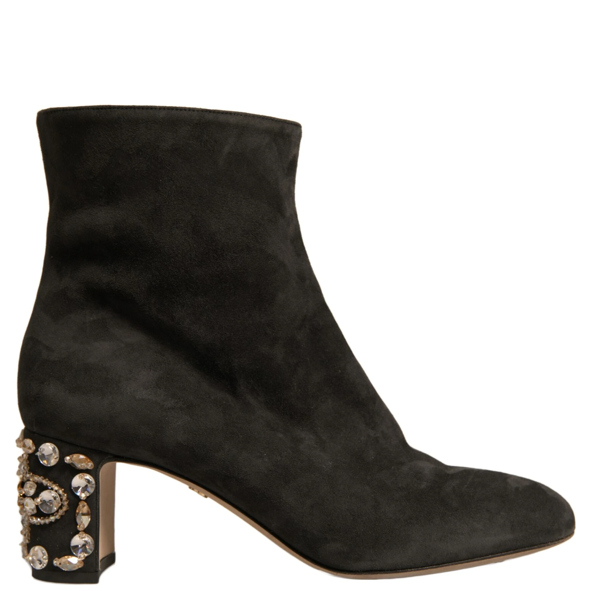 Black Embellished Heel Ankle Boots Shoes