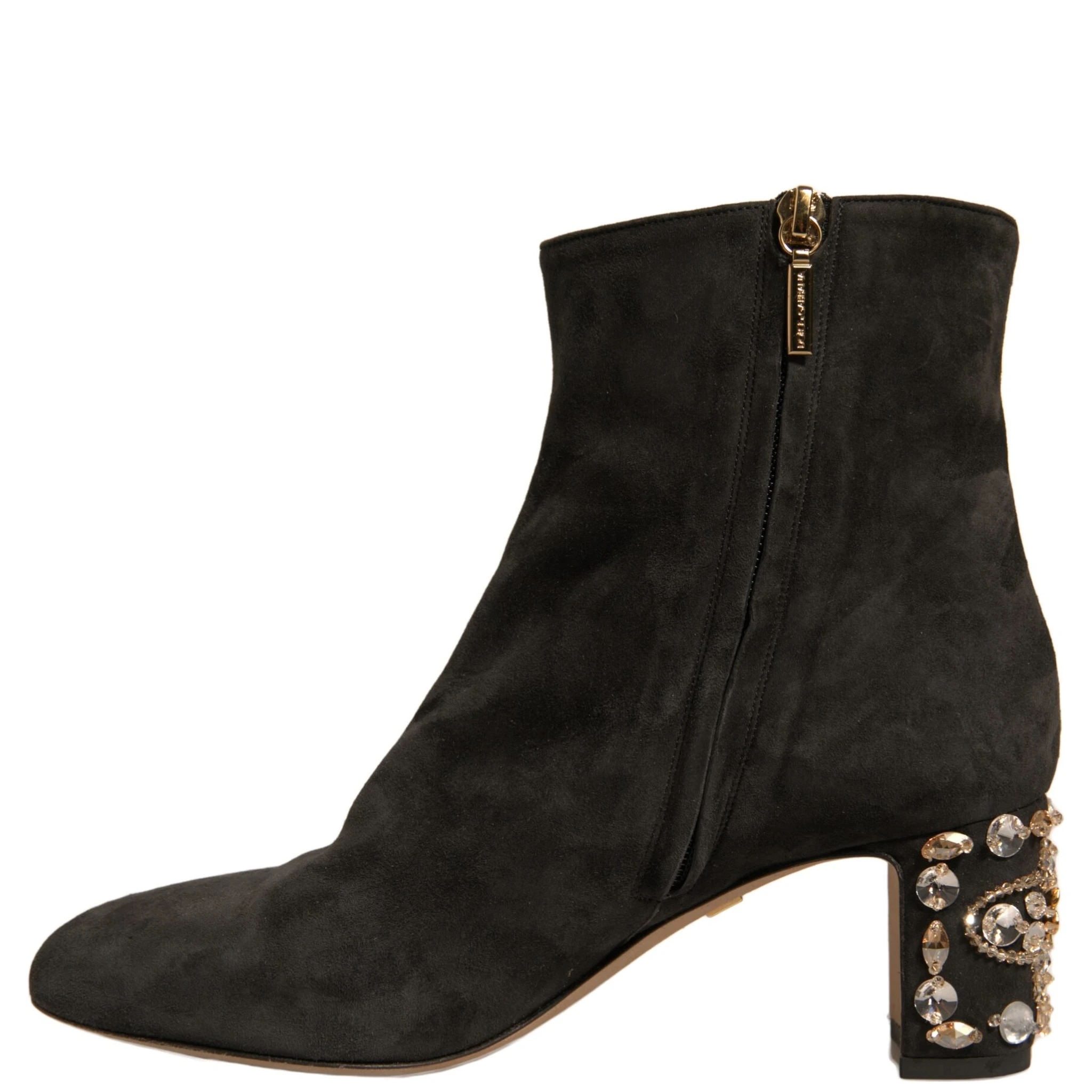Black Embellished Heel Ankle Boots Shoes