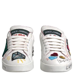White Sequined Crystal Low Top Sneakers Shoes