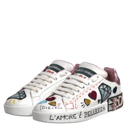 White Sequined Crystal Low Top Sneakers Shoes