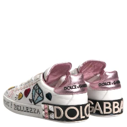 White Sequined Crystal Low Top Sneakers Shoes
